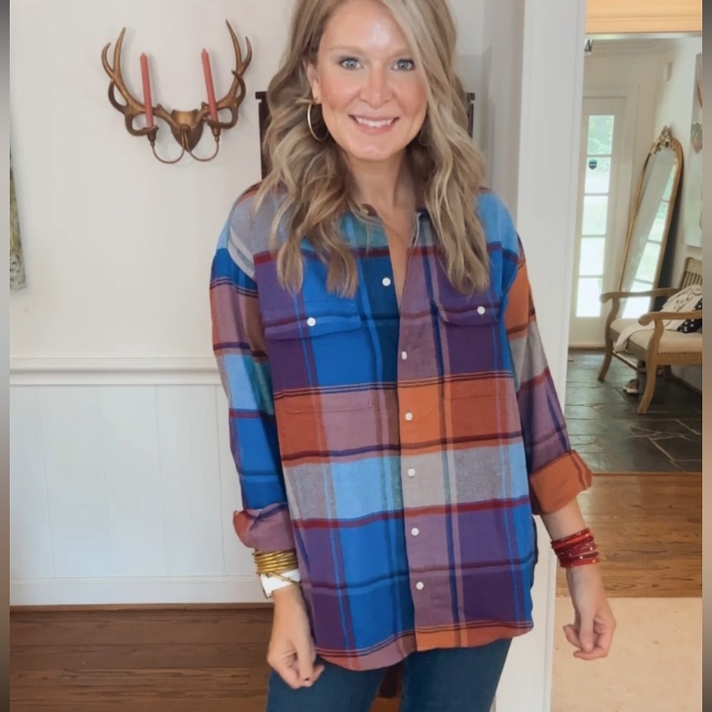 Old Navy Multicolor Plaid flannelButton Down Shirt